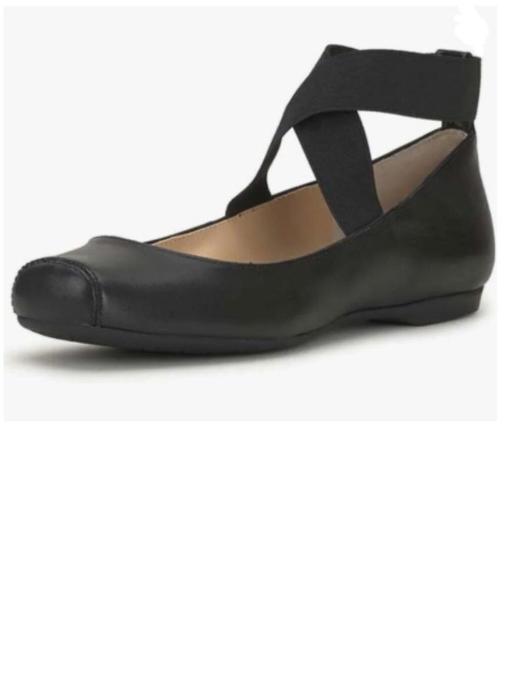 miss left Black Stretchy Crisscross Strap Ballerina Flats Closed Toe Shoe